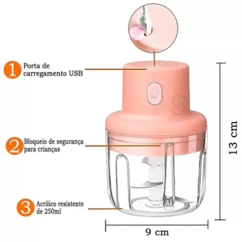 Mini Triturador de Alimentos Elétrico